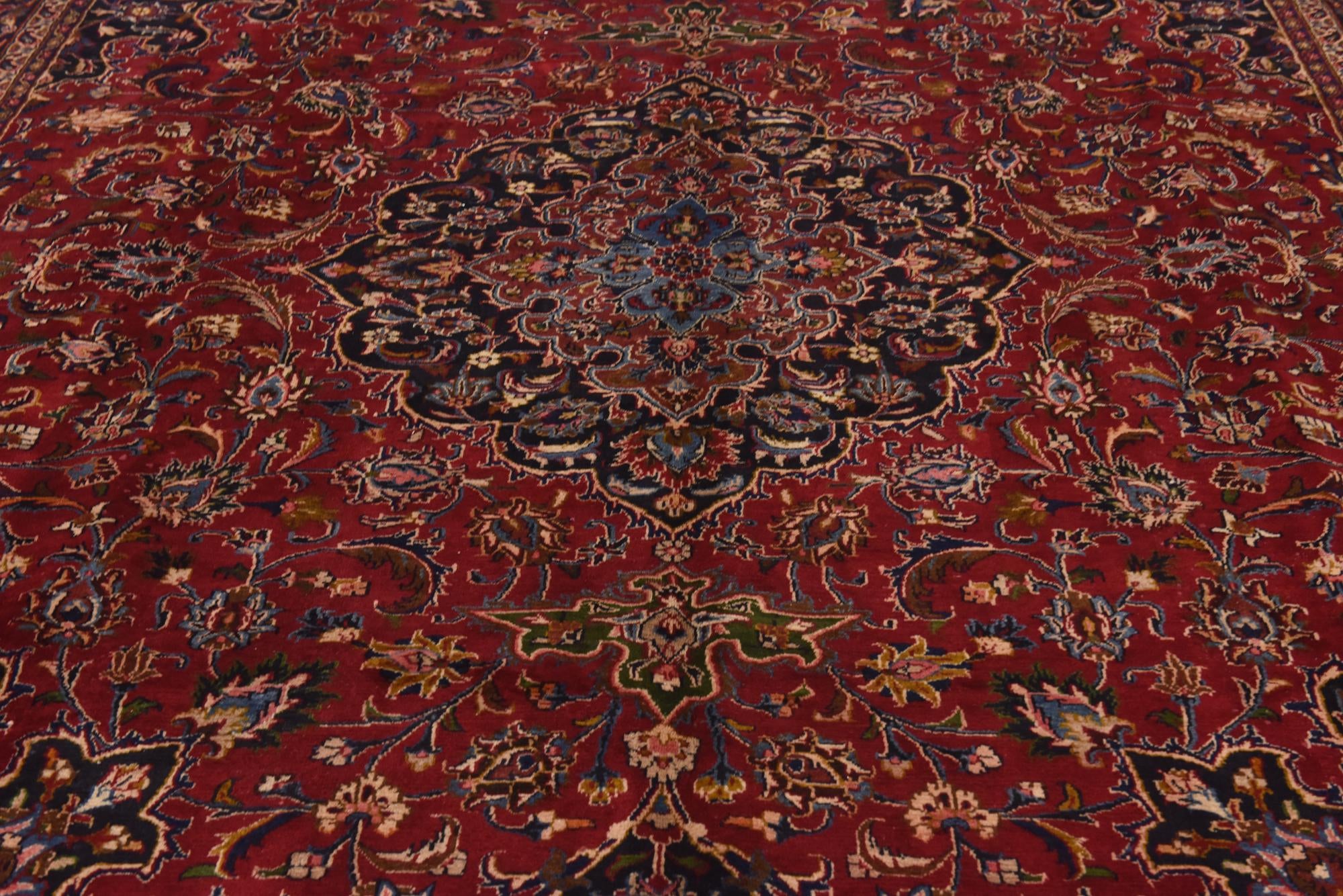 9' 6 x 12' 7 Hand Knotted Mashad Persian Wool Rug