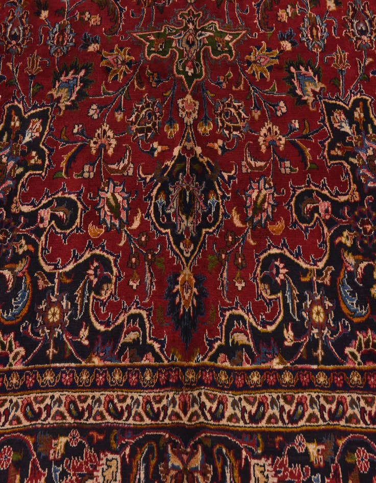Detail image of 9' 6 x 12' 7 Hand Knotted Mashad Persian Wool Rug