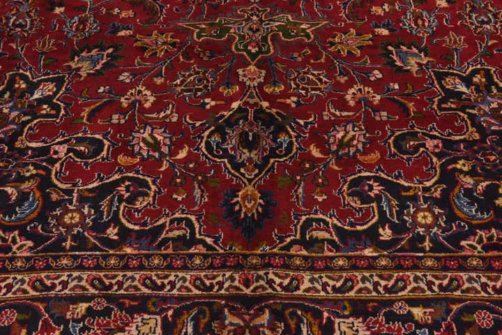 9' 6 x 12' 7 Hand Knotted Mashad Persian Wool Rug