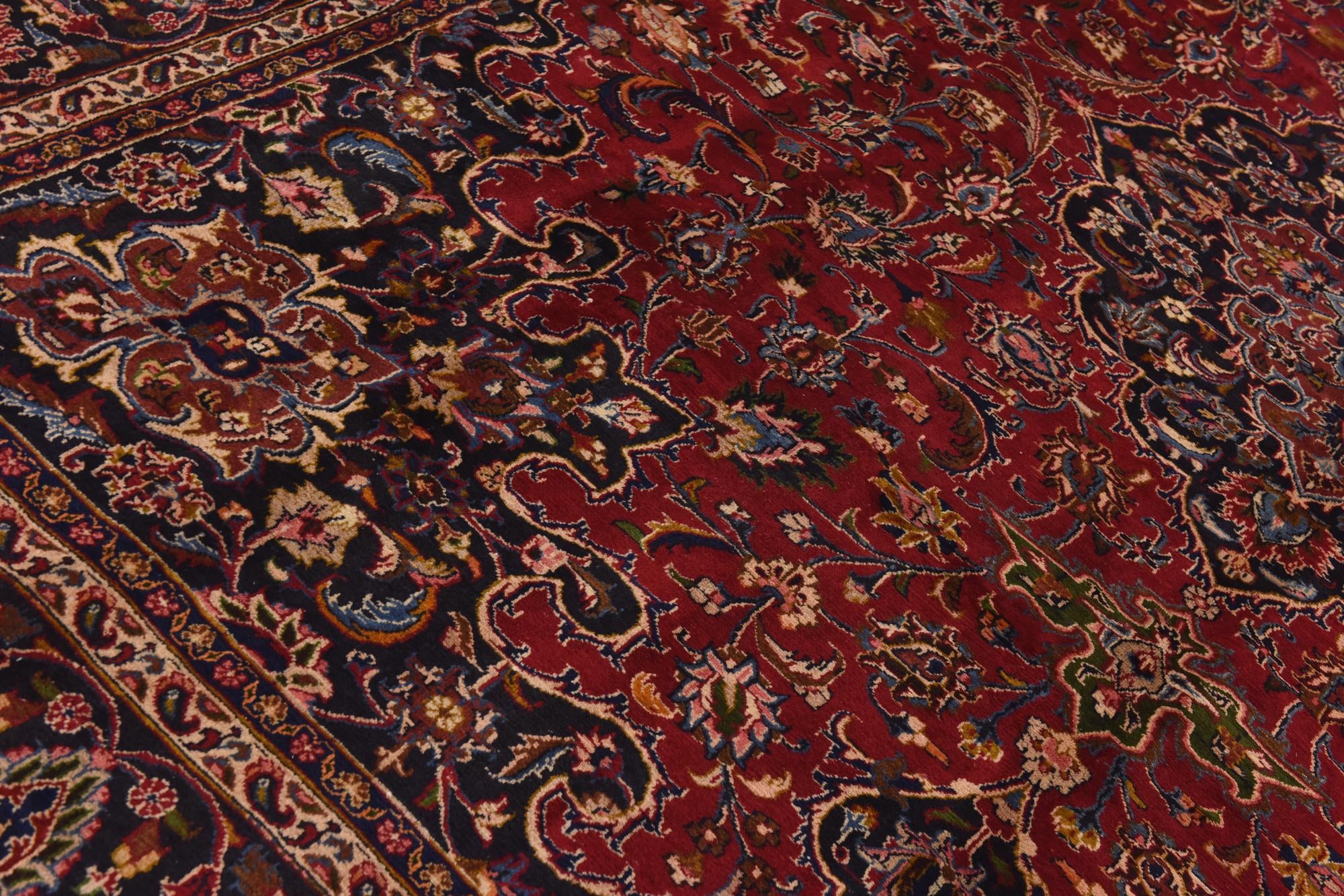 9' 6 x 12' 7 Hand Knotted Mashad Persian Wool Rug