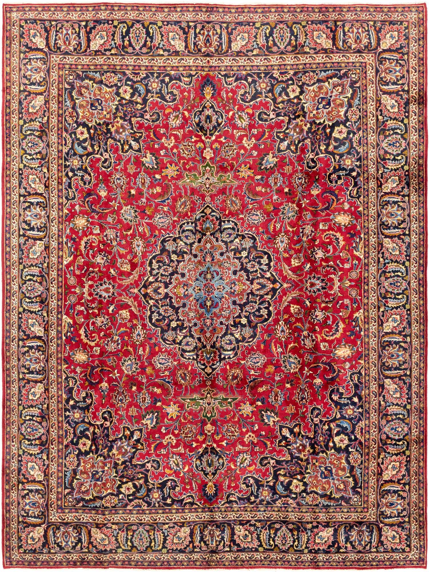 9' 6 x 12' 7 Hand Knotted Mashad Persian Wool Rug