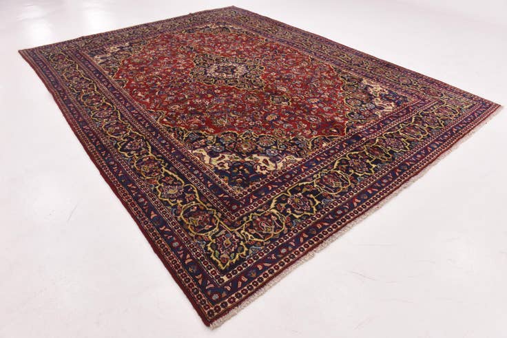 Detail image of 9' 6 x 12' 5 Hand Knotted Mashad Persian Wool Rug