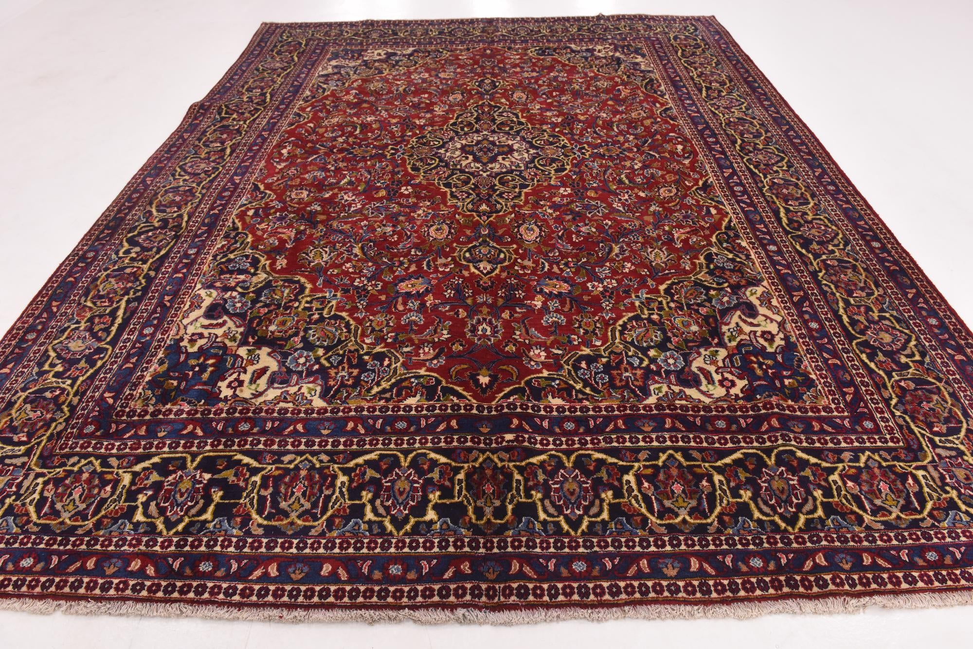 9' 6 x 12' 5 Hand Knotted Mashad Persian Wool Rug