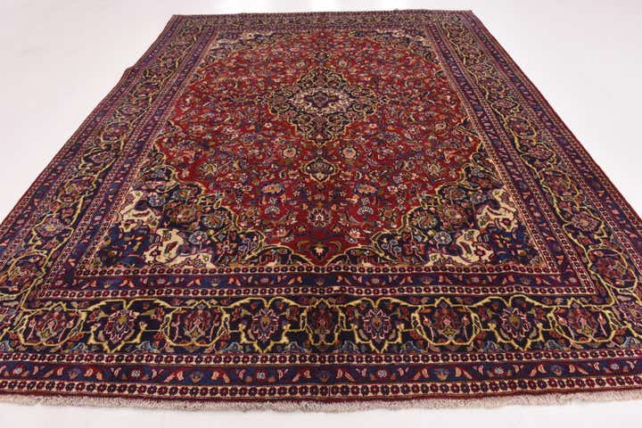 9' 6 x 12' 5 Hand Knotted Mashad Persian Wool Rug