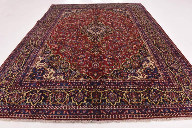 Detail image of 9' 6 x 12' 5 Hand Knotted Mashad Persian Wool Rug