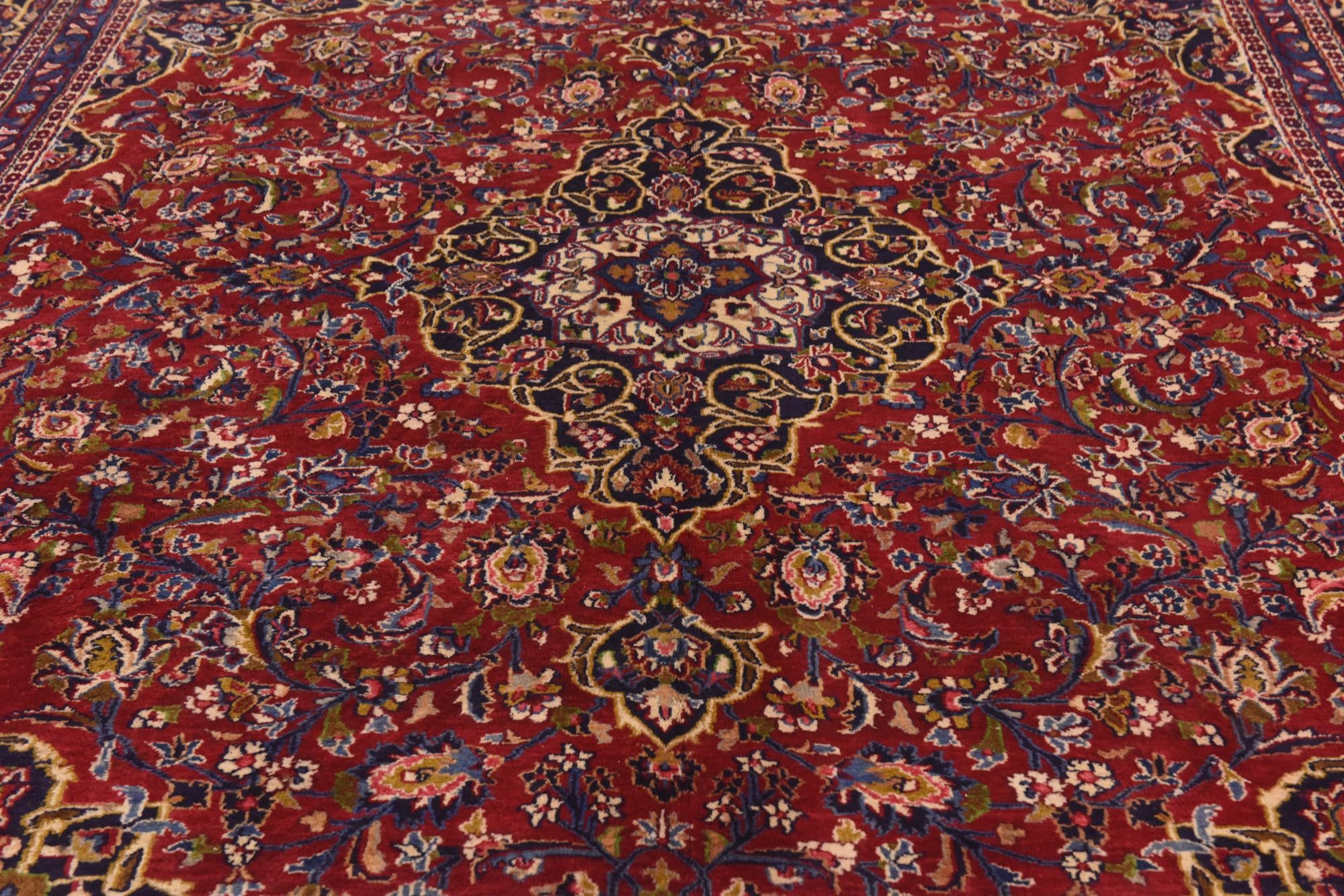9' 6 x 12' 5 Hand Knotted Mashad Persian Wool Rug