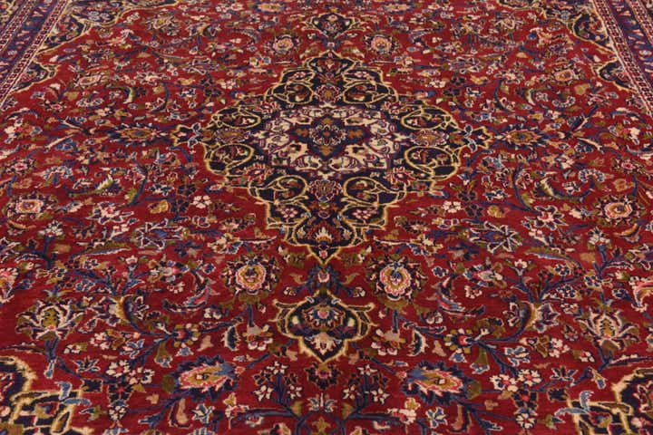 9' 6 x 12' 5 Hand Knotted Mashad Persian Wool Rug
