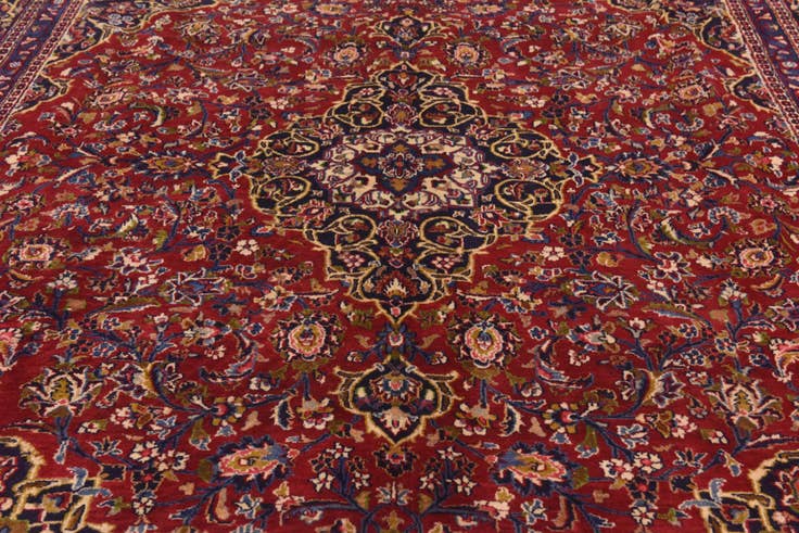 Detail image of 9' 6 x 12' 5 Hand Knotted Mashad Persian Wool Rug