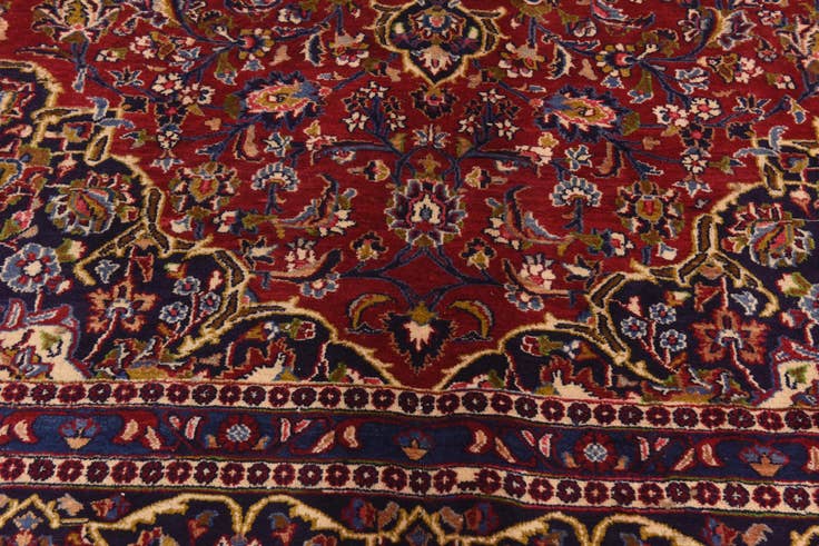 Detail image of 9' 6 x 12' 5 Hand Knotted Mashad Persian Wool Rug