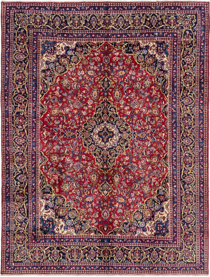 Detail image of 9' 6 x 12' 5 Hand Knotted Mashad Persian Wool Rug