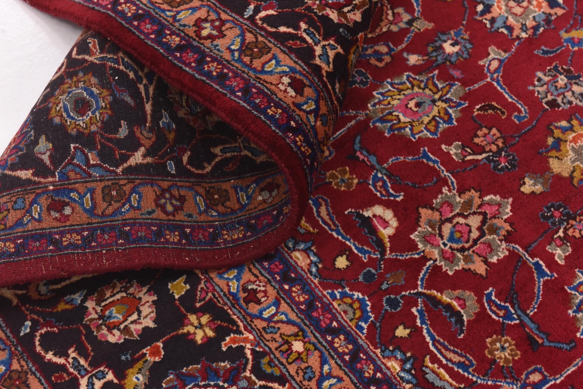 9' 7 x 12' 10 Hand Knotted Mashad Persian Wool Rug