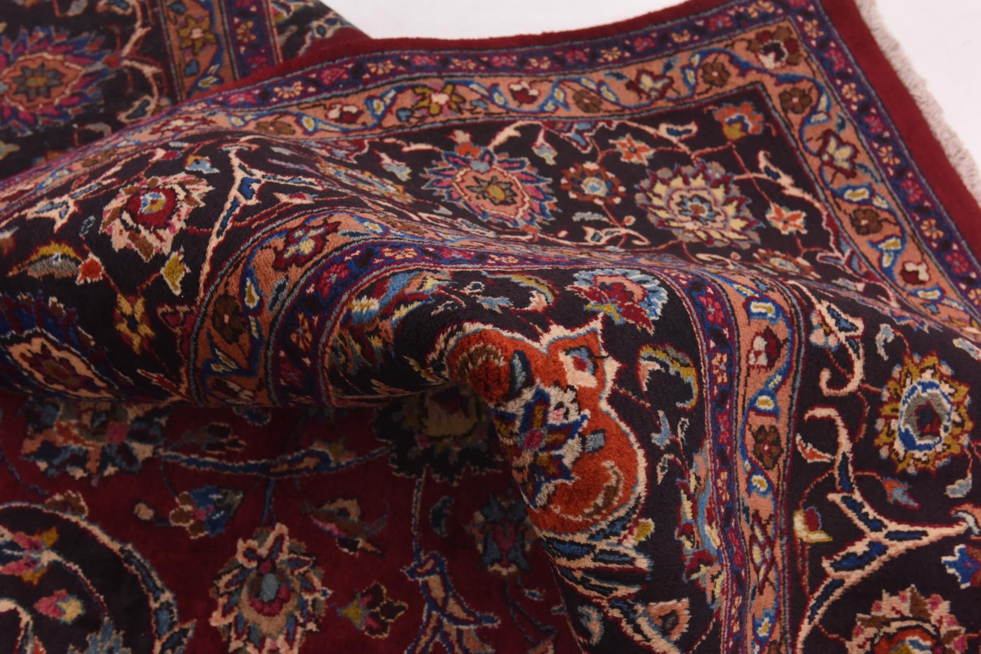 9' 7 x 12' 10 Hand Knotted Mashad Persian Wool Rug