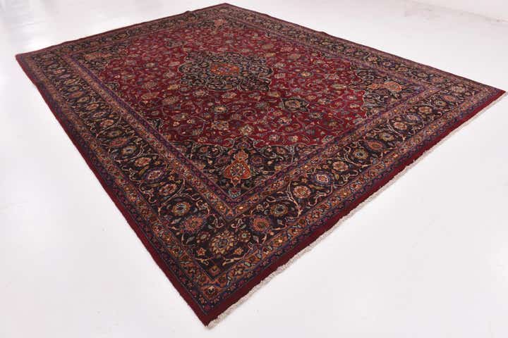 9' 7 x 12' 10 Hand Knotted Mashad Persian Wool Rug