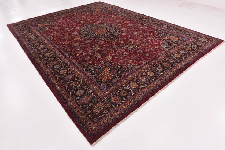 Detail image of 9' 7 x 12' 10 Hand Knotted Mashad Persian Wool Rug