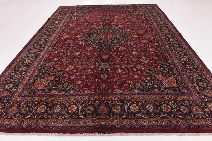 9' 7 x 12' 10 Hand Knotted Mashad Persian Wool Rug