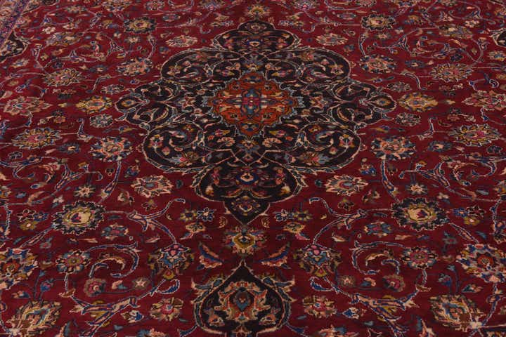 9' 7 x 12' 10 Hand Knotted Mashad Persian Wool Rug