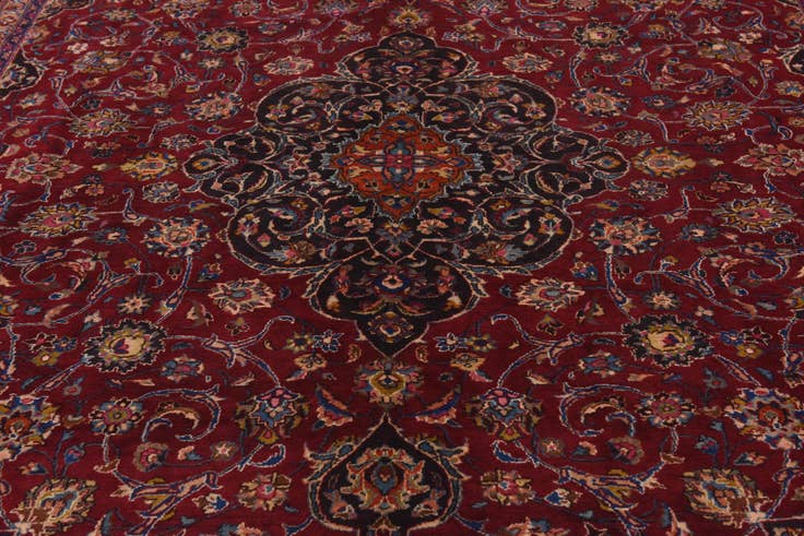 Detail image of 9' 7 x 12' 10 Hand Knotted Mashad Persian Wool Rug