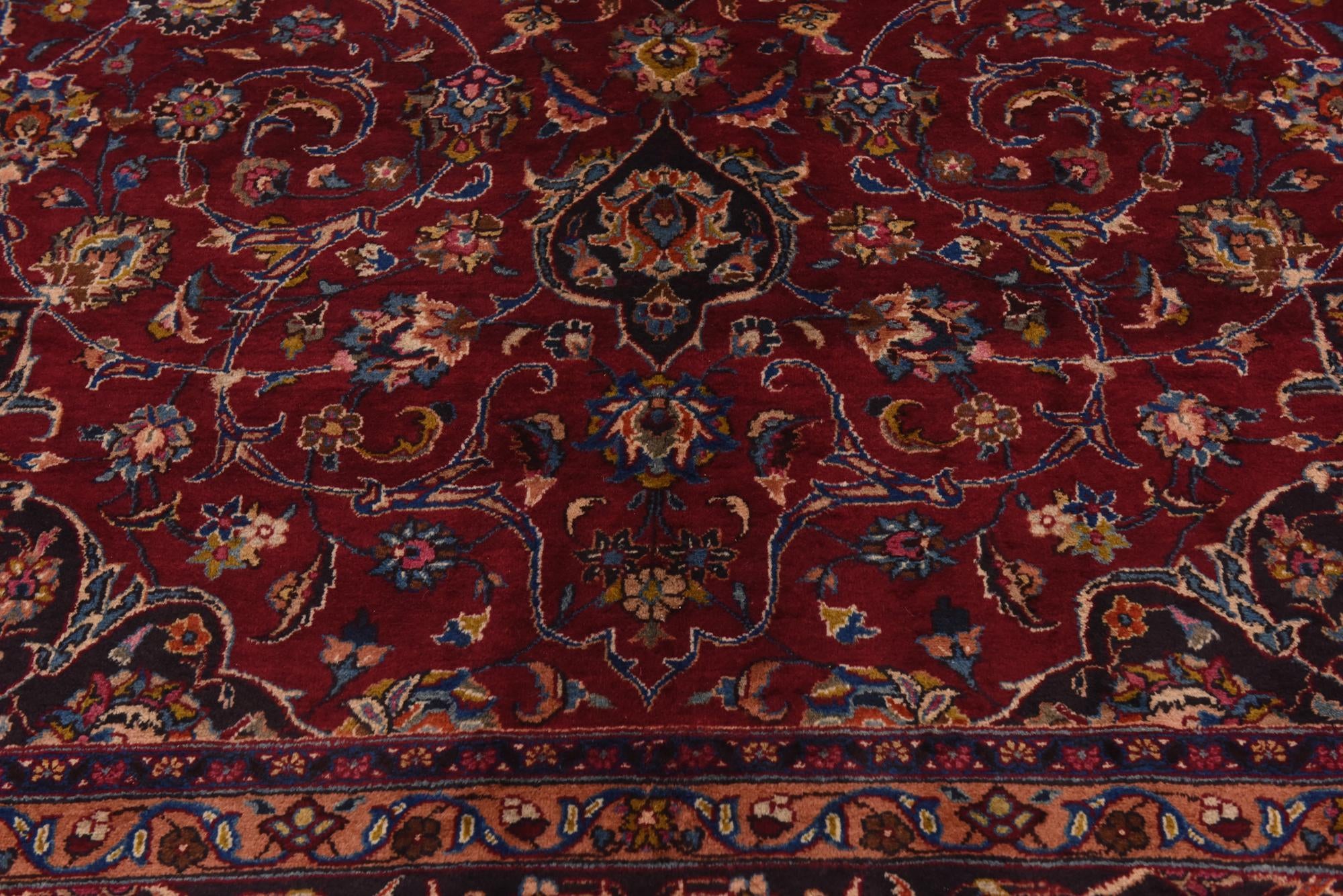 9' 7 x 12' 10 Hand Knotted Mashad Persian Wool Rug