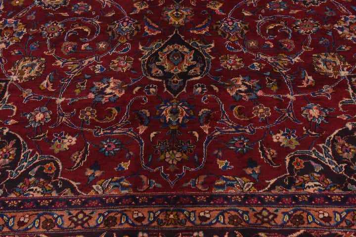 9' 7 x 12' 10 Hand Knotted Mashad Persian Wool Rug