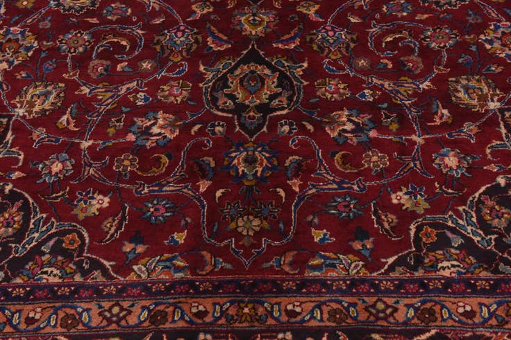 Detail image of 9' 7 x 12' 10 Hand Knotted Mashad Persian Wool Rug