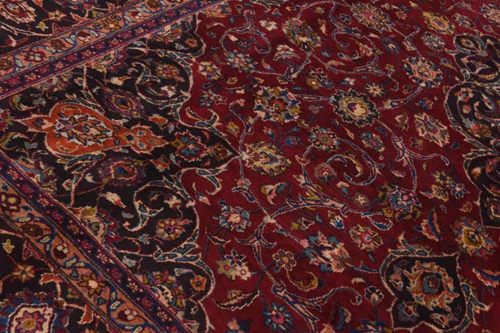 9' 7 x 12' 10 Hand Knotted Mashad Persian Wool Rug