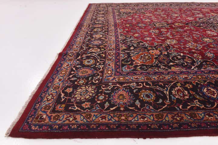 9' 7 x 12' 10 Hand Knotted Mashad Persian Wool Rug