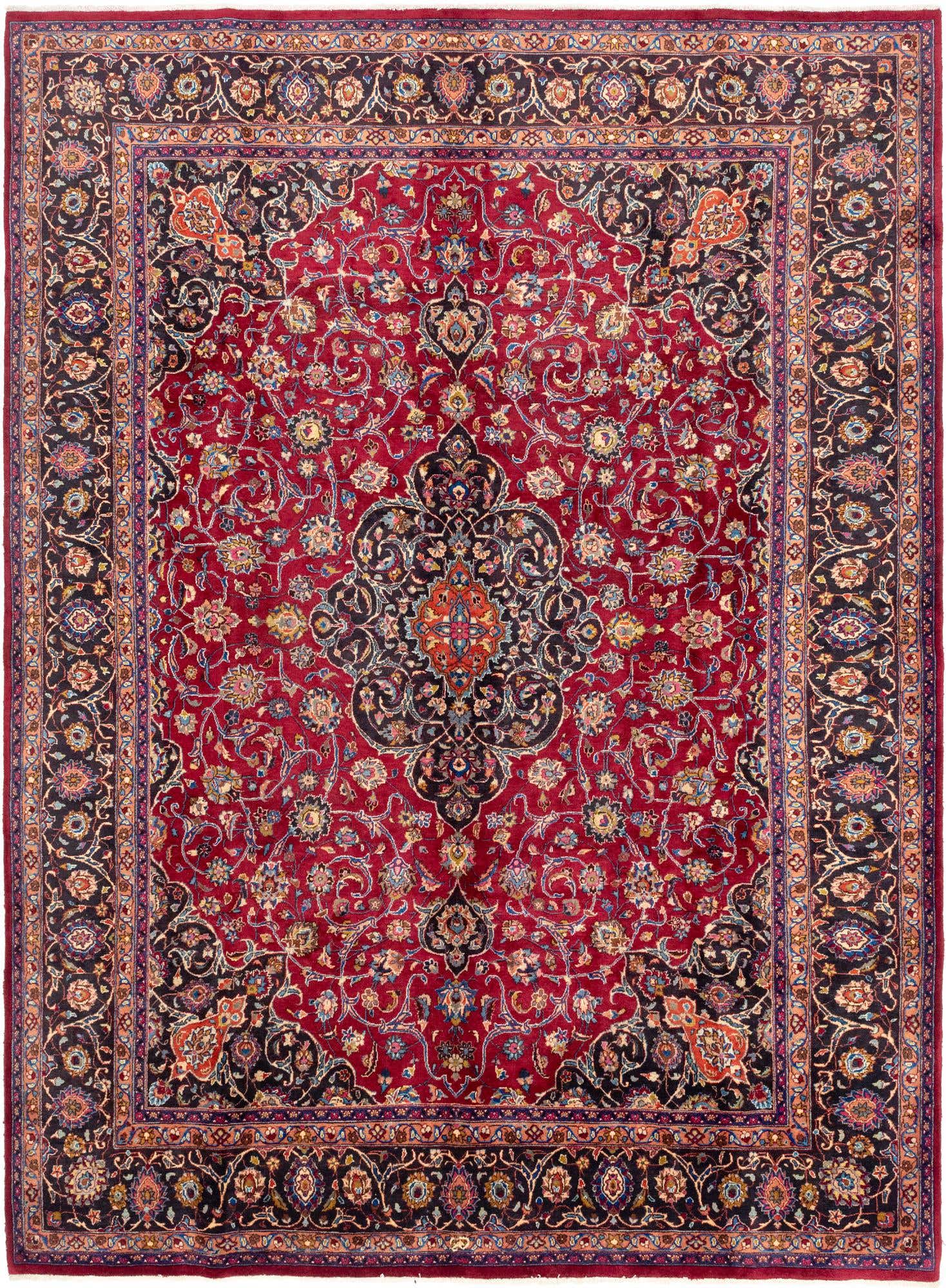 9' 7 x 12' 10 Hand Knotted Mashad Persian Wool Rug