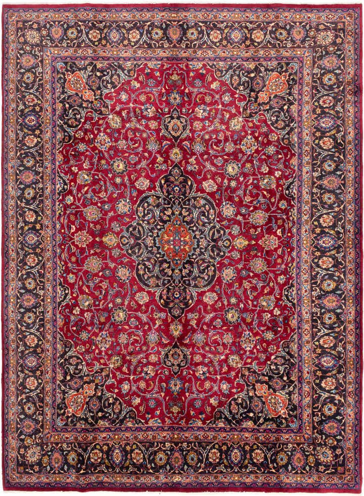 9' 7 x 12' 10 Hand Knotted Mashad Persian Wool Rug
