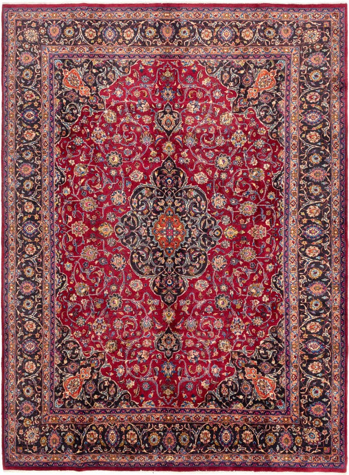 Detail image of 9' 7 x 12' 10 Hand Knotted Mashad Persian Wool Rug