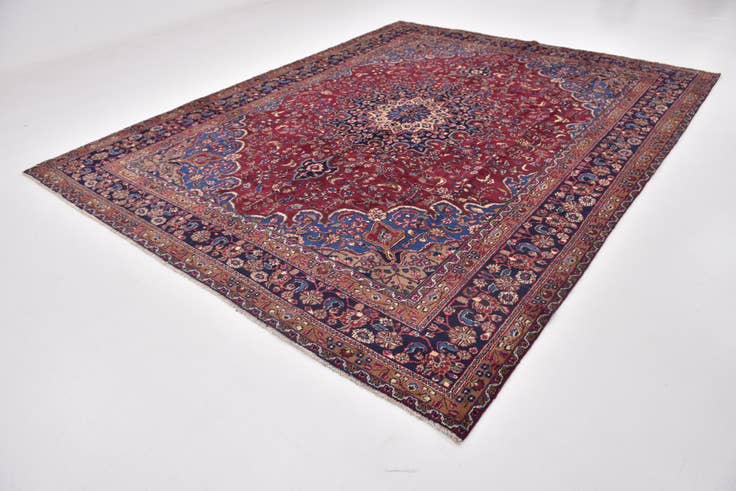 Detail image of 9' 9 x 12' 7 Hand Knotted Mashad Persian Wool Rug
