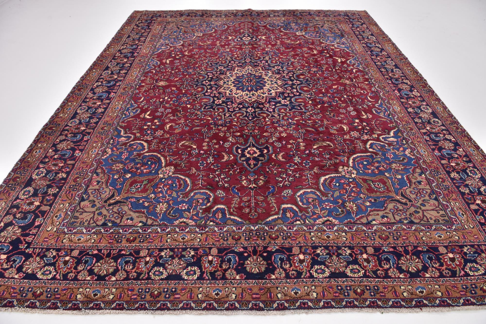 9' 9 x 12' 7 Hand Knotted Mashad Persian Wool Rug