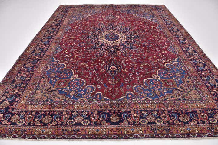 9' 9 x 12' 7 Hand Knotted Mashad Persian Wool Rug