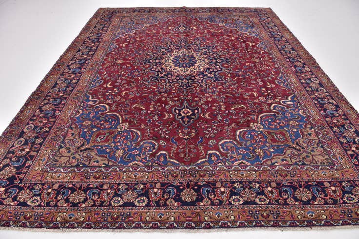 Detail image of 9' 9 x 12' 7 Hand Knotted Mashad Persian Wool Rug