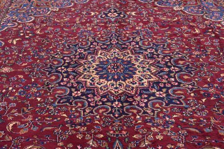 9' 9 x 12' 7 Hand Knotted Mashad Persian Wool Rug