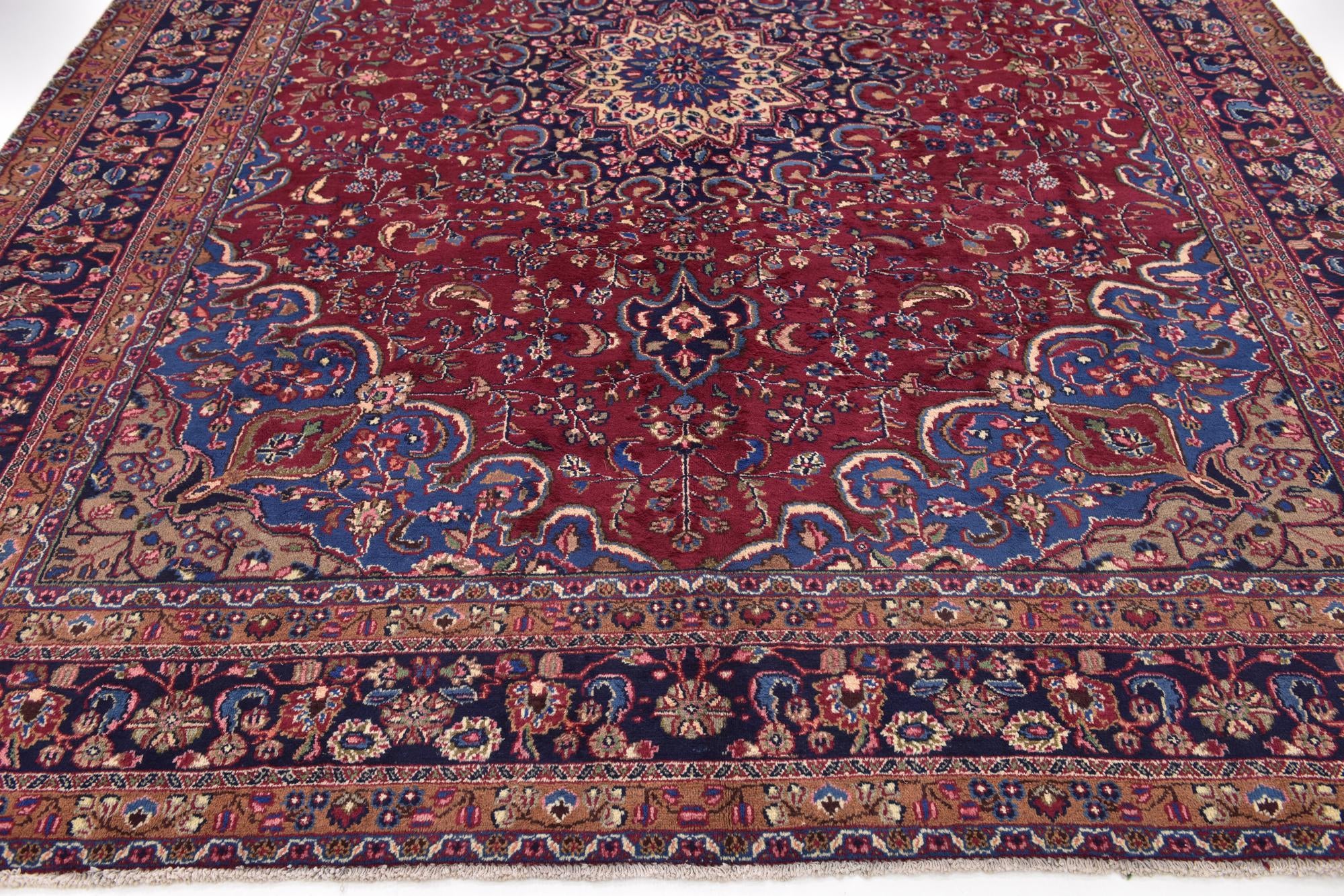 9' 9 x 12' 7 Hand Knotted Mashad Persian Wool Rug