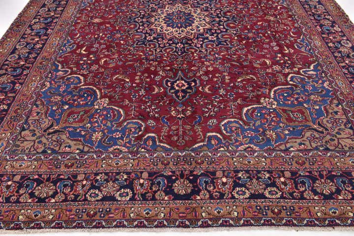9' 9 x 12' 7 Hand Knotted Mashad Persian Wool Rug