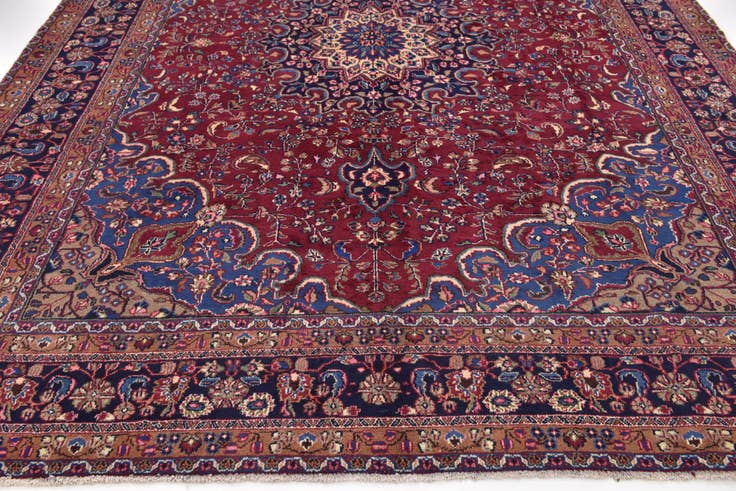 Detail image of 9' 9 x 12' 7 Hand Knotted Mashad Persian Wool Rug