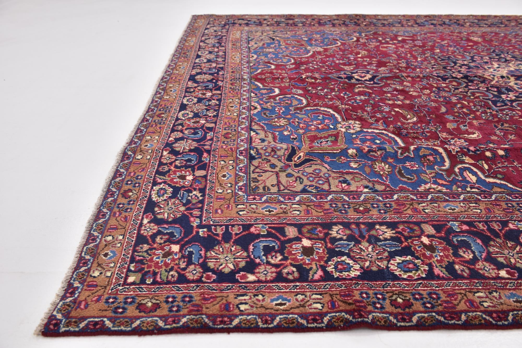 9' 9 x 12' 7 Hand Knotted Mashad Persian Wool Rug