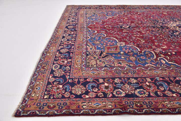 9' 9 x 12' 7 Hand Knotted Mashad Persian Wool Rug