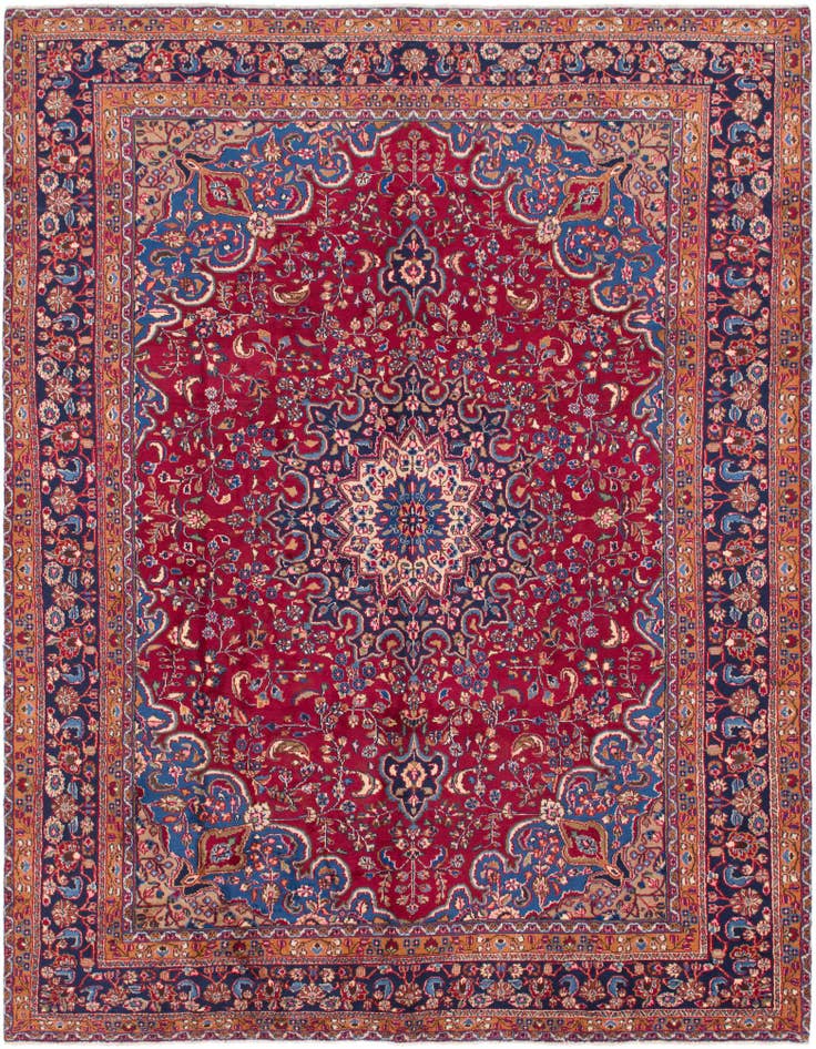 Detail image of 9' 9 x 12' 7 Hand Knotted Mashad Persian Wool Rug