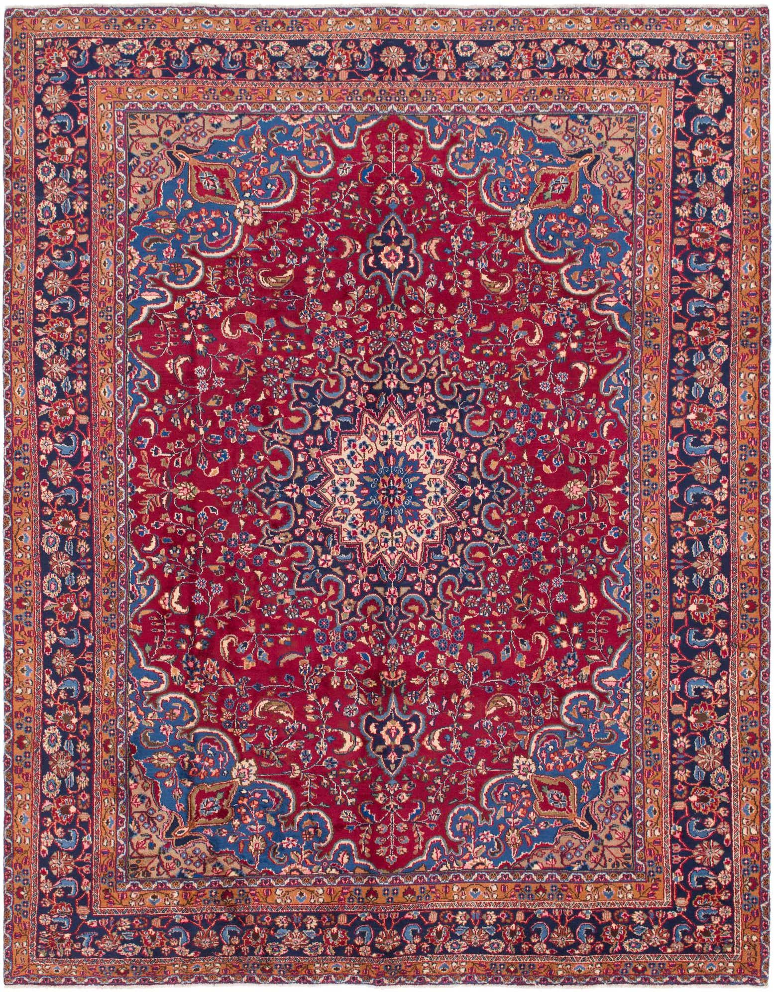 9' 9 x 12' 7 Hand Knotted Mashad Persian Wool Rug