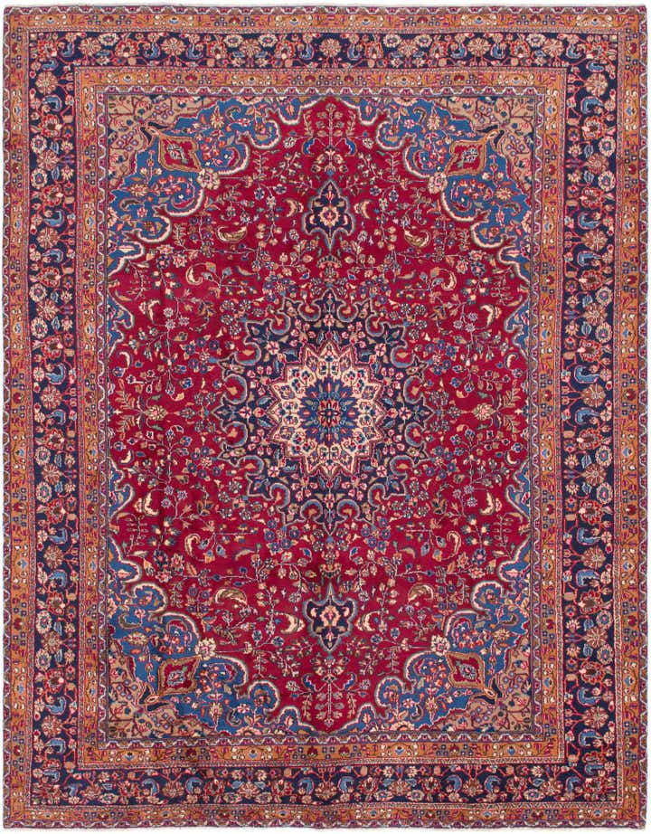 9' 9 x 12' 7 Hand Knotted Mashad Persian Wool Rug