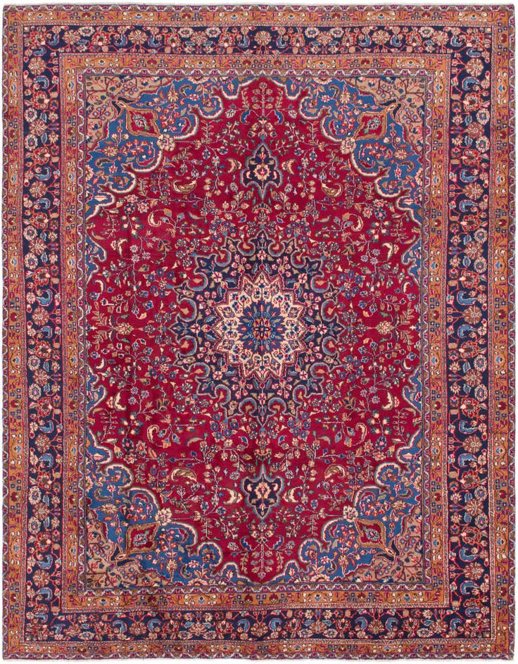 Detail image of 9' 9 x 12' 7 Hand Knotted Mashad Persian Wool Rug
