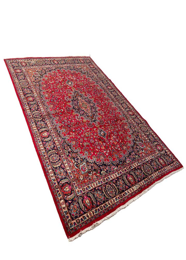 9' 7 x 12' 10 Hand Knotted Mashad Persian Wool Rug