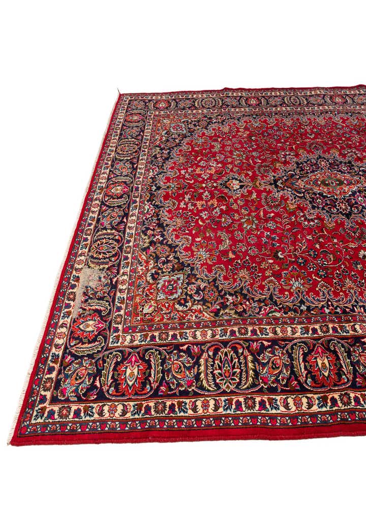 9' 7 x 12' 10 Hand Knotted Mashad Persian Wool Rug
