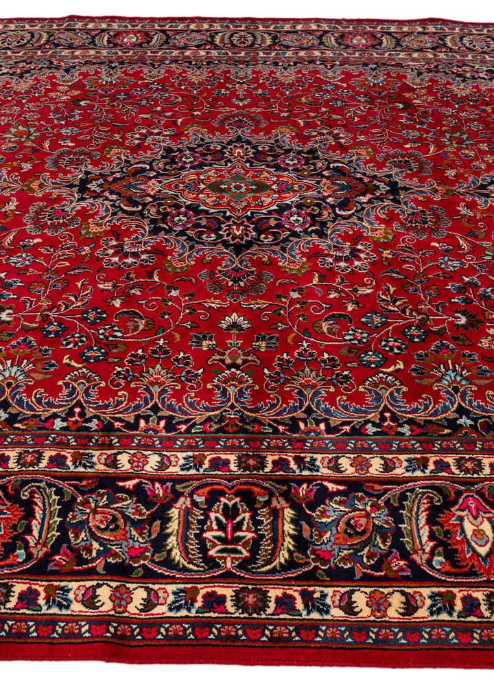 9' 7 x 12' 10 Hand Knotted Mashad Persian Wool Rug