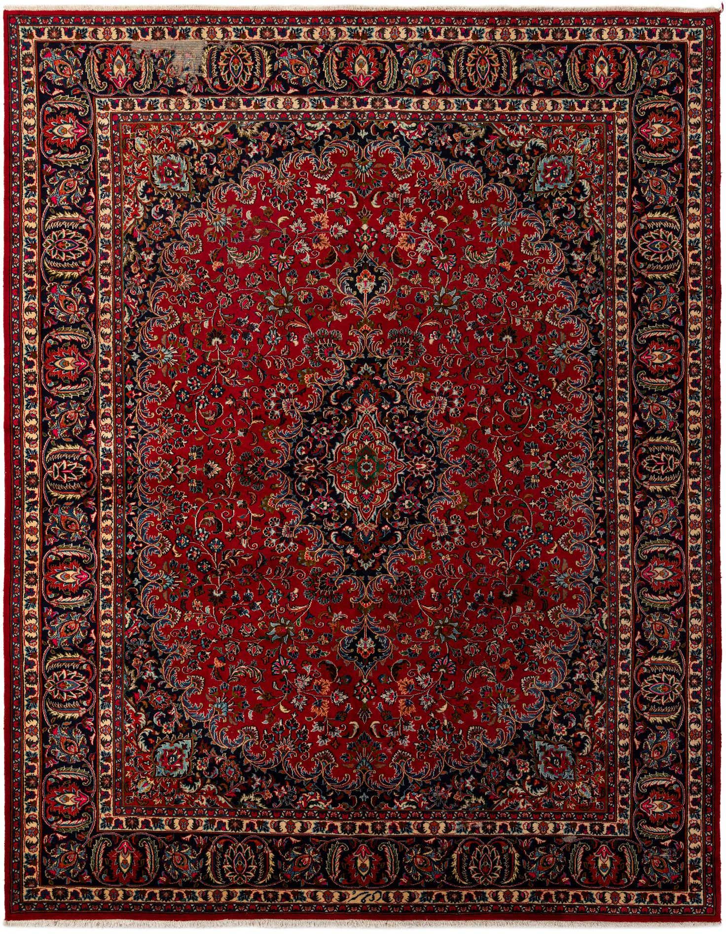 9' 7 x 12' 10 Hand Knotted Mashad Persian Wool Rug