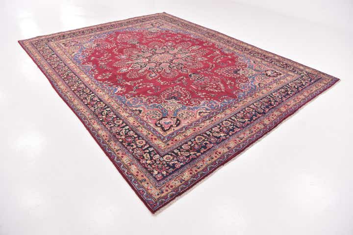 9' 6 x 12' 6 Hand Knotted Mashad Persian Wool Rug