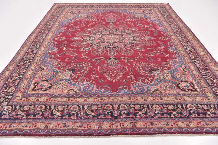 9' 6 x 12' 6 Hand Knotted Mashad Persian Wool Rug