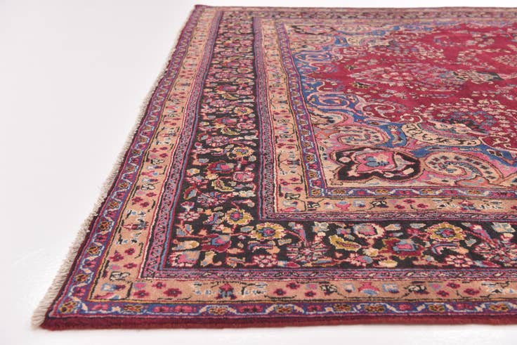 Detail image of 9' 6 x 12' 6 Hand Knotted Mashad Persian Wool Rug